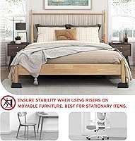 Vista 4 de Elevadores de cama de 2 pulgadas resistentes, elevadores de muebles para cama, escritorio, mesa, sofá, sillón, elevadores de cama de gran
