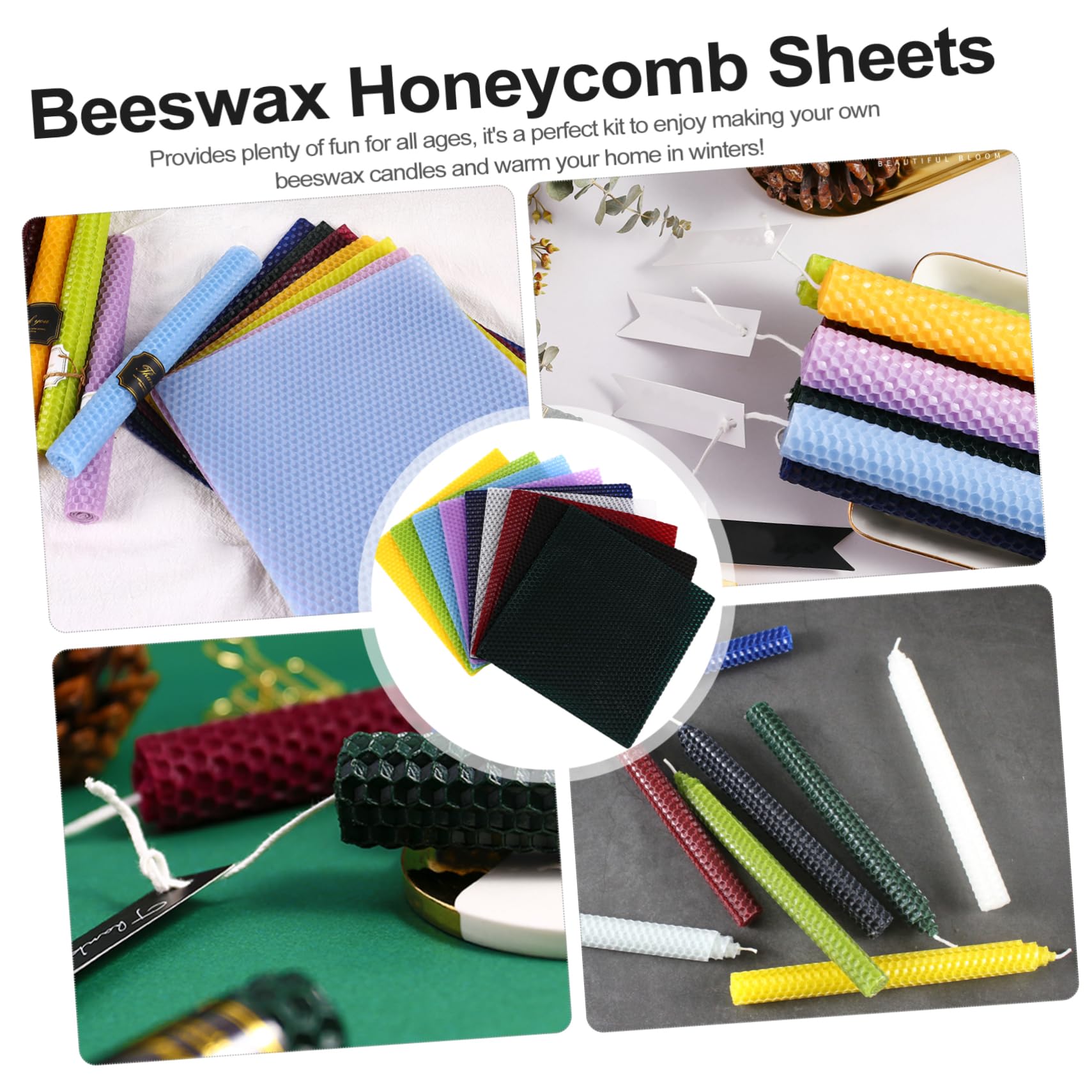 Angoily 9 Stück Bienenwachsplatten Diy Kerzenherstellung Handrollbare Wachsblätter Bastelmaterialien für Erwachsene für Feste und Feiern Zufällige Farbe