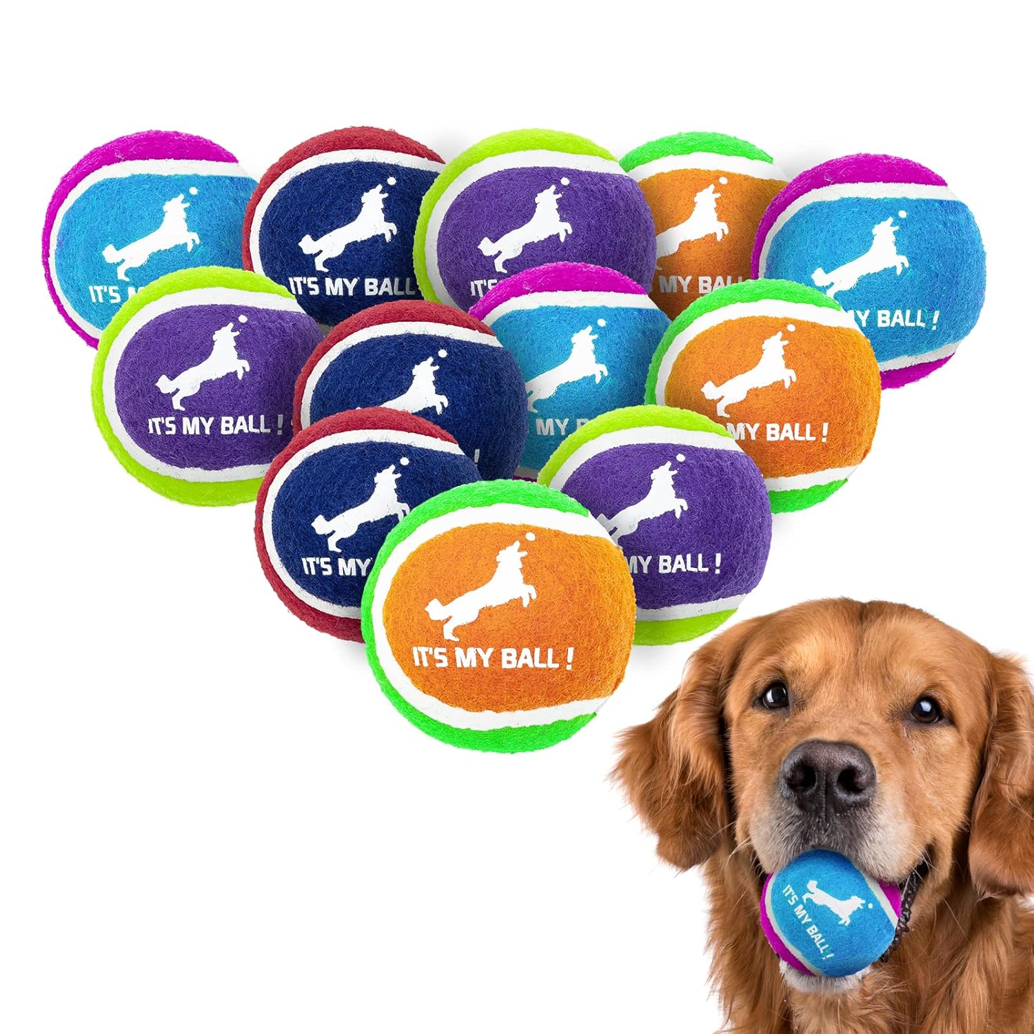 EXPAWLORER Squeaky Tennis Balls for Dogs-12 Pack High Elastic Dog Balls for Aggressive Chewers Interactive Dog Chew Toys