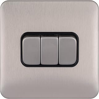 GGBL1032BSS Lisse Screwless Deco 10AX 3G 2W Switch BSS, 240 V, Stainless Steel