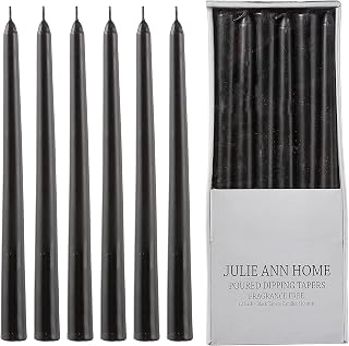 Unscented Black Taper Candles for Home – 10 Inch Tall Clean Burning Candlesticks | Perfect for Weddings, Parties, Home Décor | 12 Pack