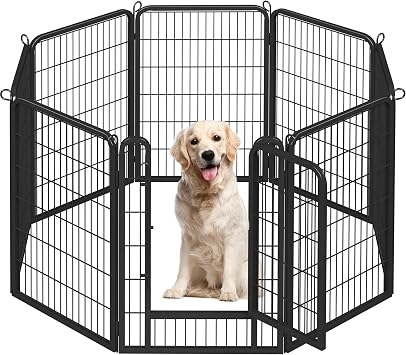 Yaheetech Heavy Duty Dog Pen Indoor/Outdoor, 8 Panels, 68x100 cm W/H, Black