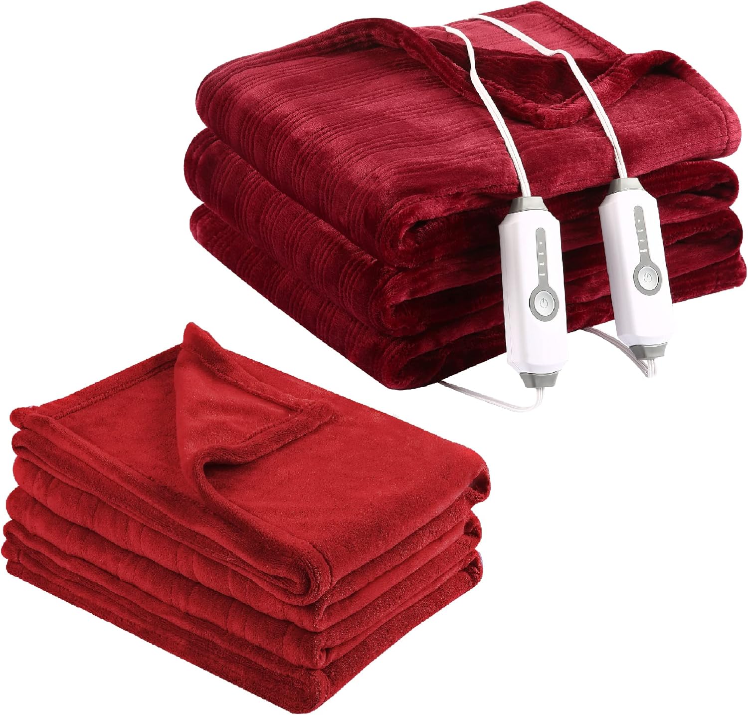 DUODUO Heated Blanket Twin Size 62x84 Inches Red and Queen Size 84"x90" with Dual