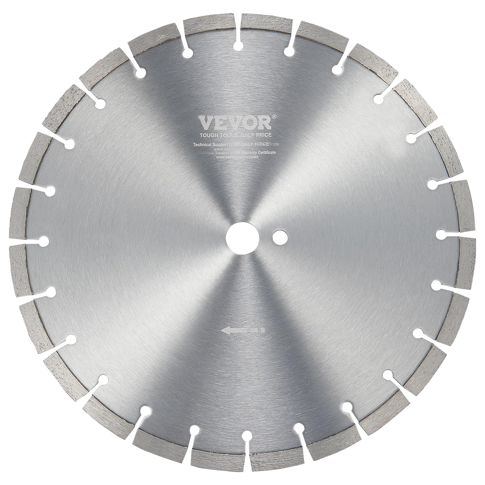 VEVOR Disque à Tronçonner Diamanté 350 mm, Disque Diamant Humide ou Sèche, Lame de Scie à Béton avec Dents Plates de 12 mm, Diamètre du Trou Central Universel 25,4 mm, pour Béton, Carrelage, Brique