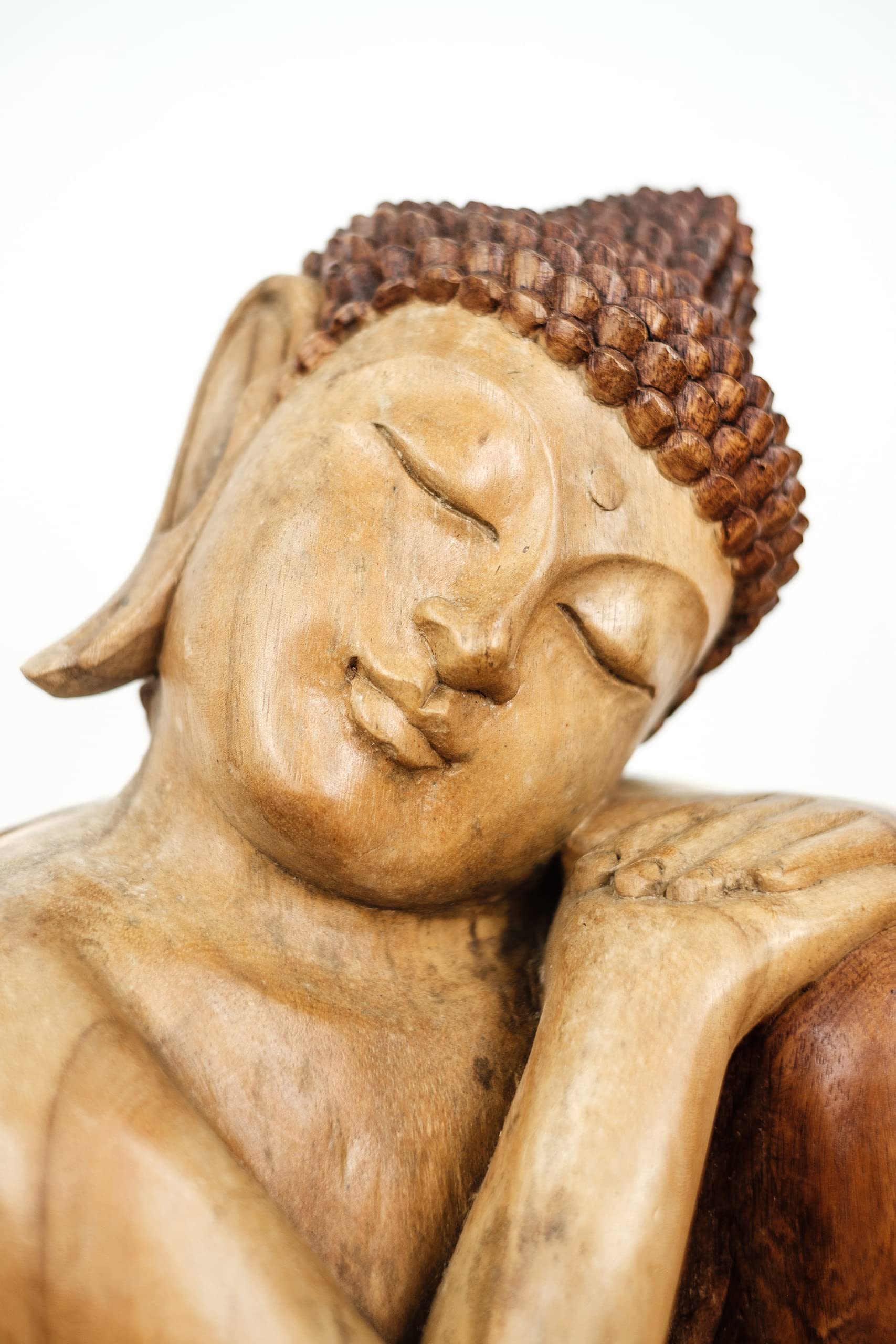 Livasia Bouddha en Bois de Bali, Statue bouddhique, Sculpture en Bois Massif, Durable et Fait Main (50 cm)
