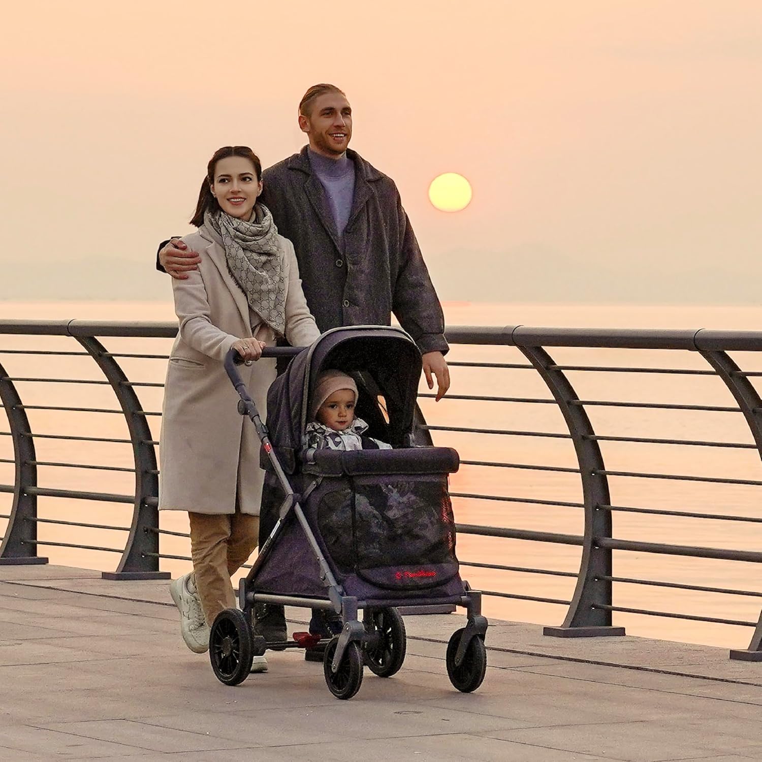 Familidoo Q1 Multi-Use Kids Wagon Stroller – Foldable, Lightweight & All-Terrain for Kids & Pets – 5-Point Safety Harness, Rain Cover & Compact Travel Design – Supports Up to 132 lbs (Charcoal Gray) image 2 of 9 B0DL9S1L16