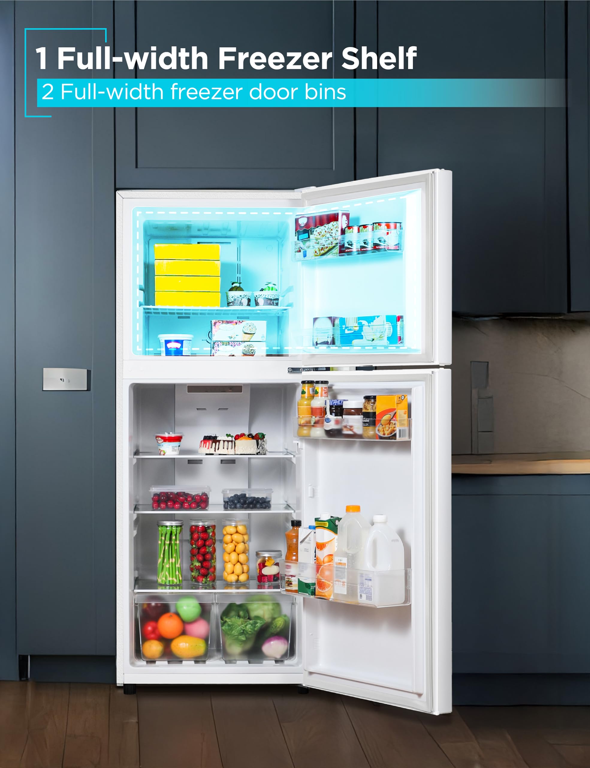 Black+Decker 10 Cu. Ft. Top Mount Refrigerator With Freezer, 2 Door Refrigerator With Top Freezer And Adjustable Temperature Control, Energy Star, Br1000hw, White on Fridge.com - View 5