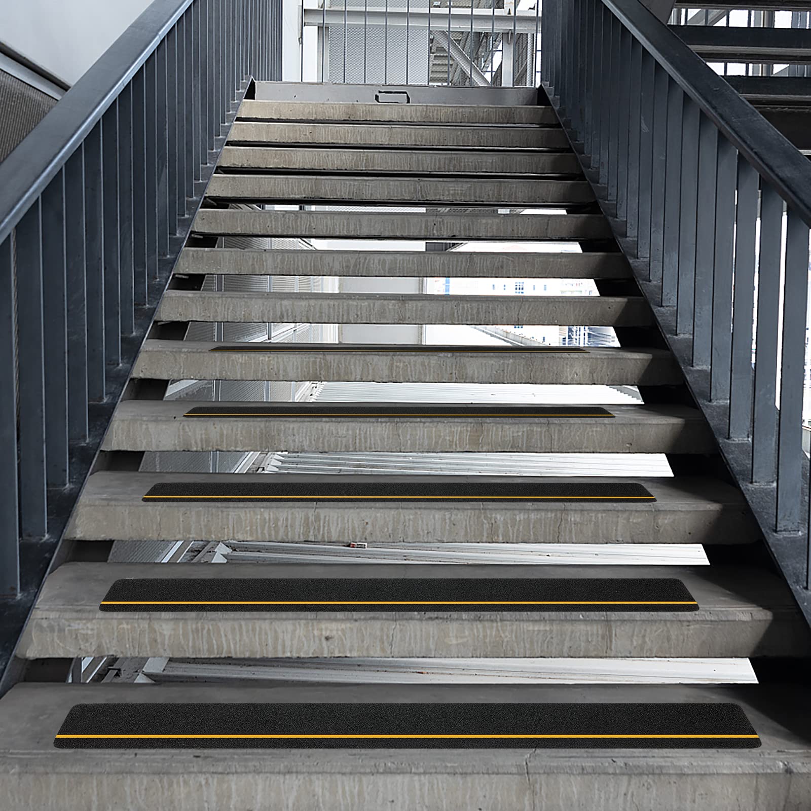 10 x 10,2 x 76,2 cm wasserdichte rutschfeste Streifen mit gelben Reflektorstreifen für Treppenstufen
