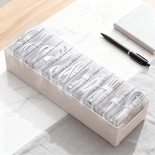 11‑Compartment Transparent Cable Storage