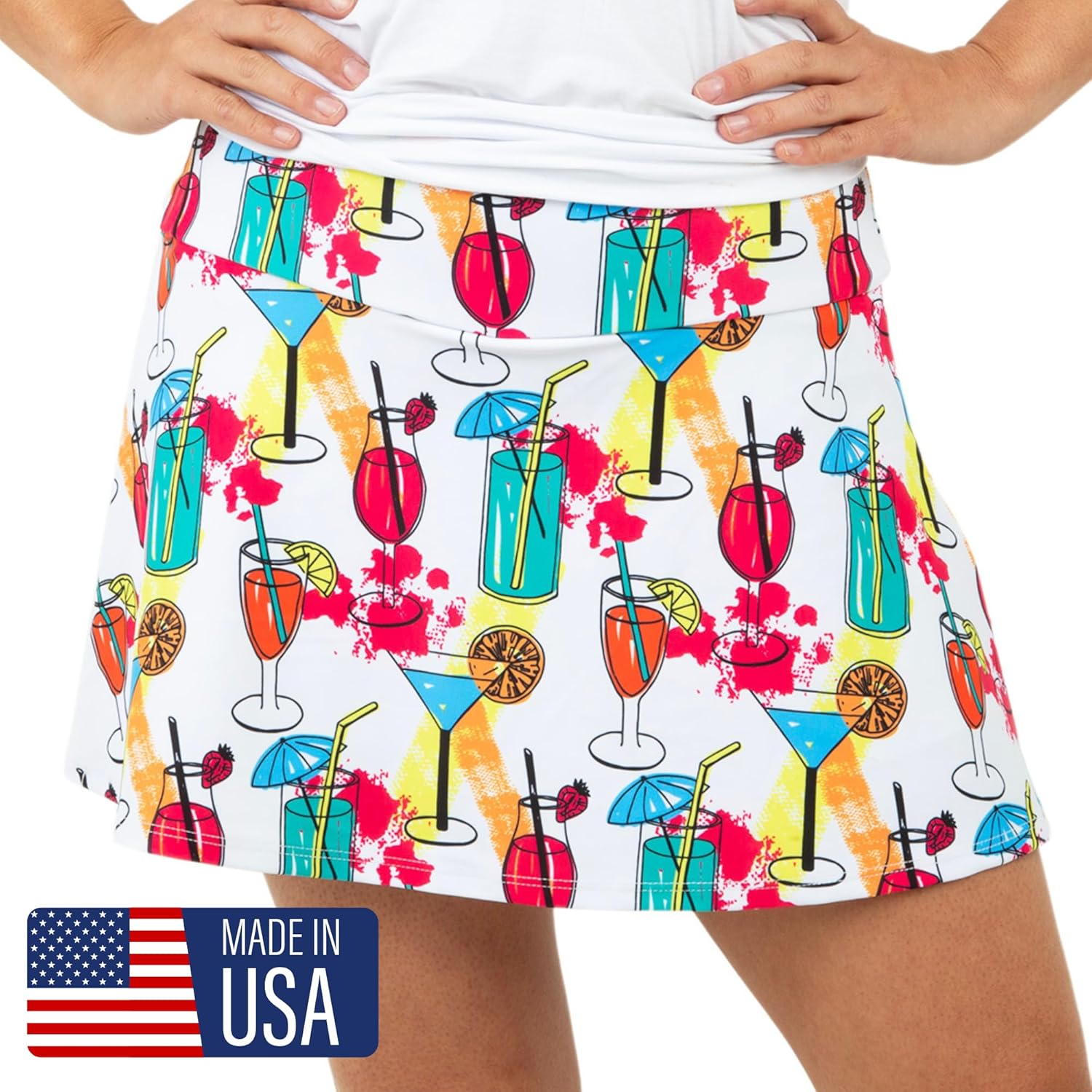 | Cocktails on The Court Tennis Skirt | Pickleball Skirt/Skort with White Shorts