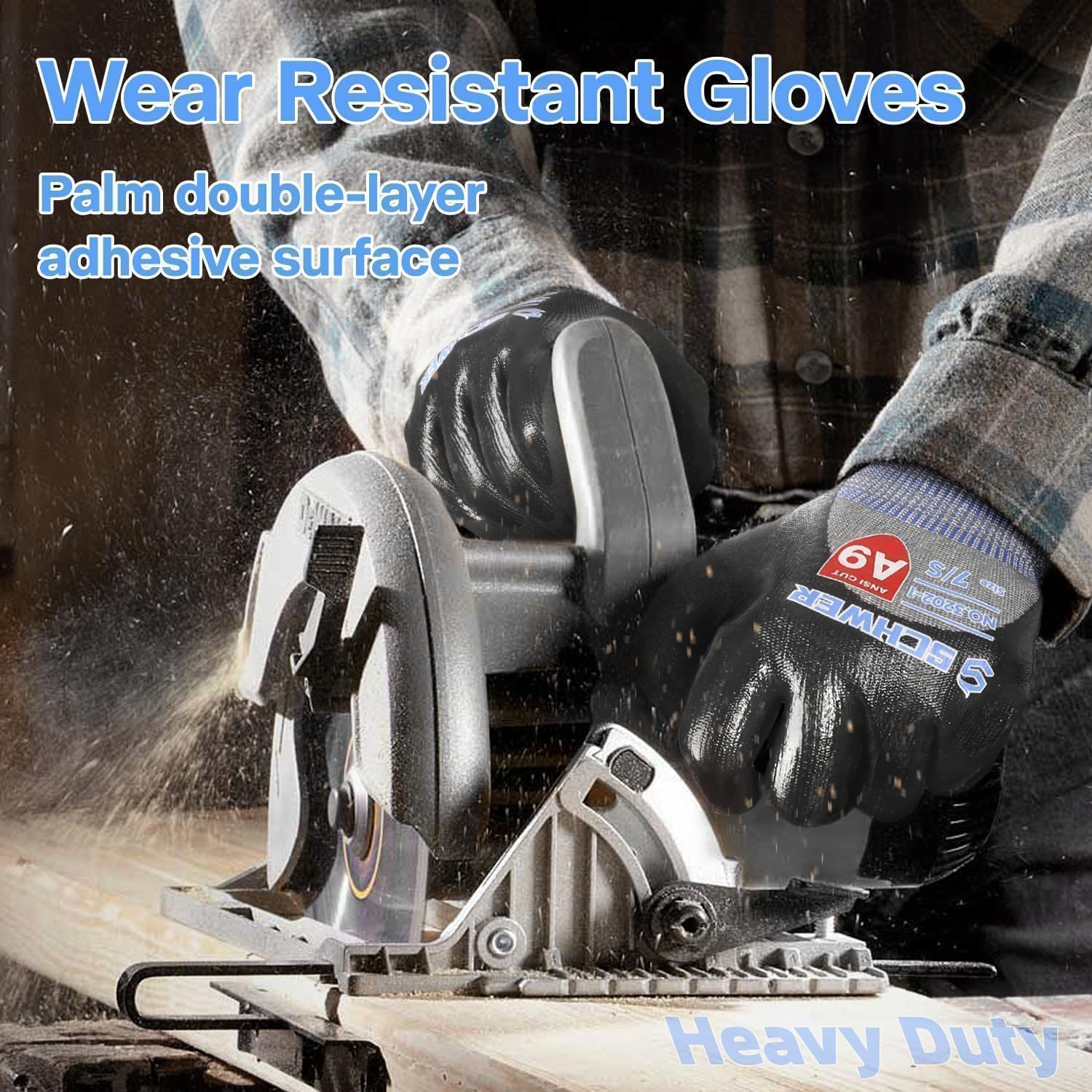 Schwer 2 Pairs ANSI A9 Cut/Abrasion/Puncture Resistant Gloves, 3/4 Double Nitrile Coating for Ultra Durable, Water and Oil Proof, Anti Slip, Stain Resistant, Black, M