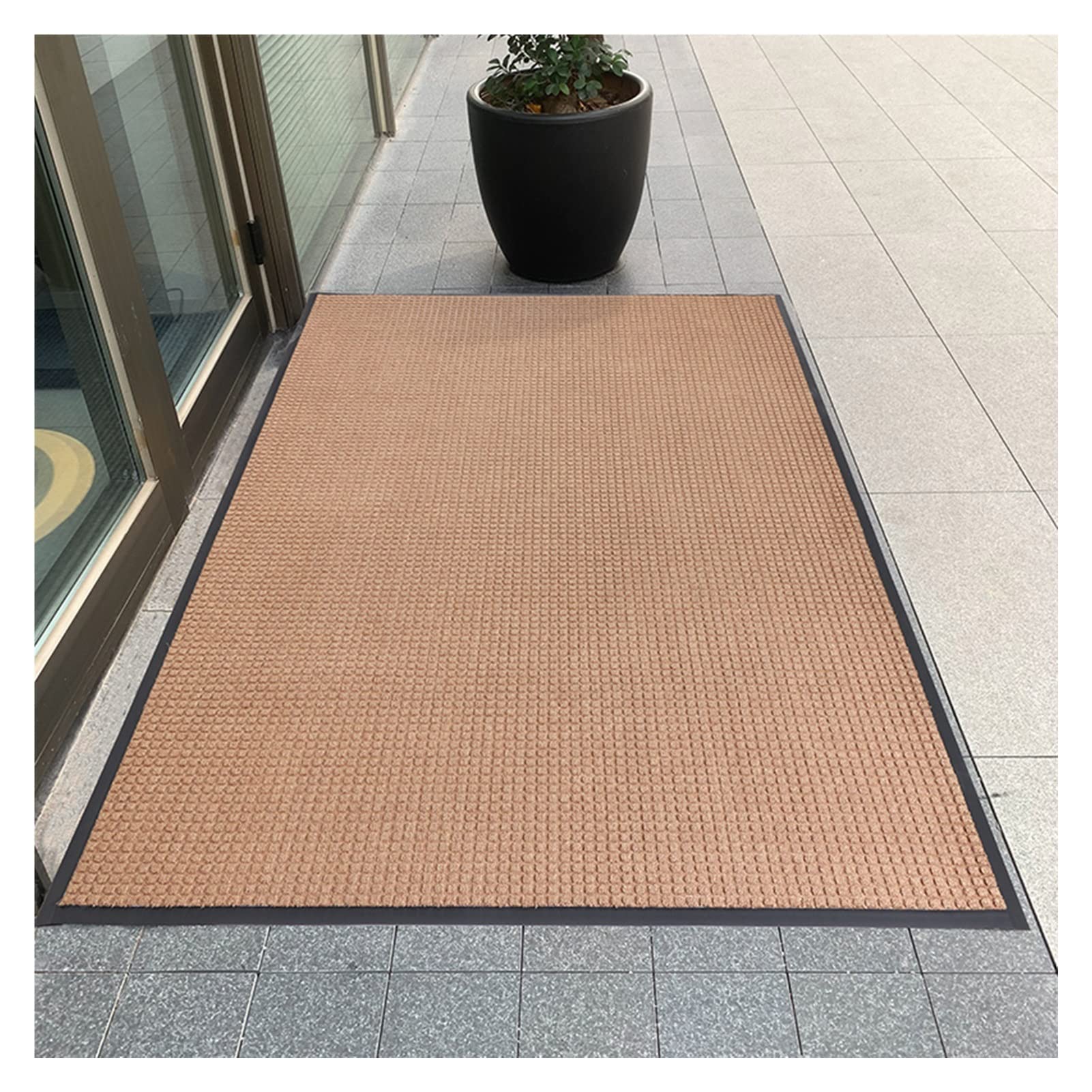 Tapis d'entrée épais et hygroscopique marron anti-glisse pour grand patio