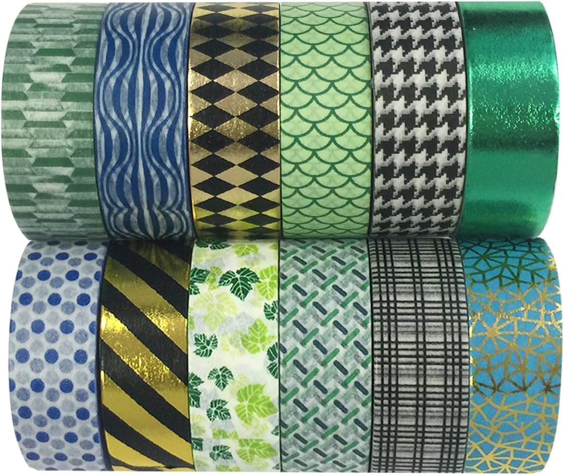 Allydrew Washi Tapes Decorative Masking Tapes, Set of 12, ADSET48