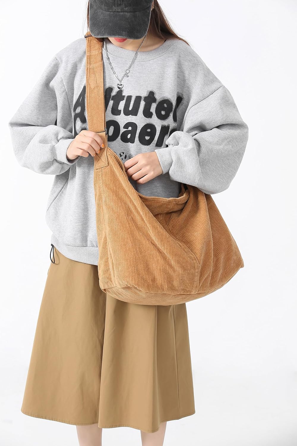 Makukke Corduroy Tote Bag - Women's Shoulder Handbag - Big Capacity Hobo - Casual Work Shopping - Image 9