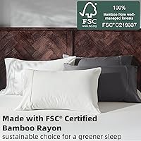 Vista 2 de Gokotta Sábana bajera ajustable y funda de almohada de rayón de bambú, sábana refrescante súper suave con 4 correas elásticas en las esquinas