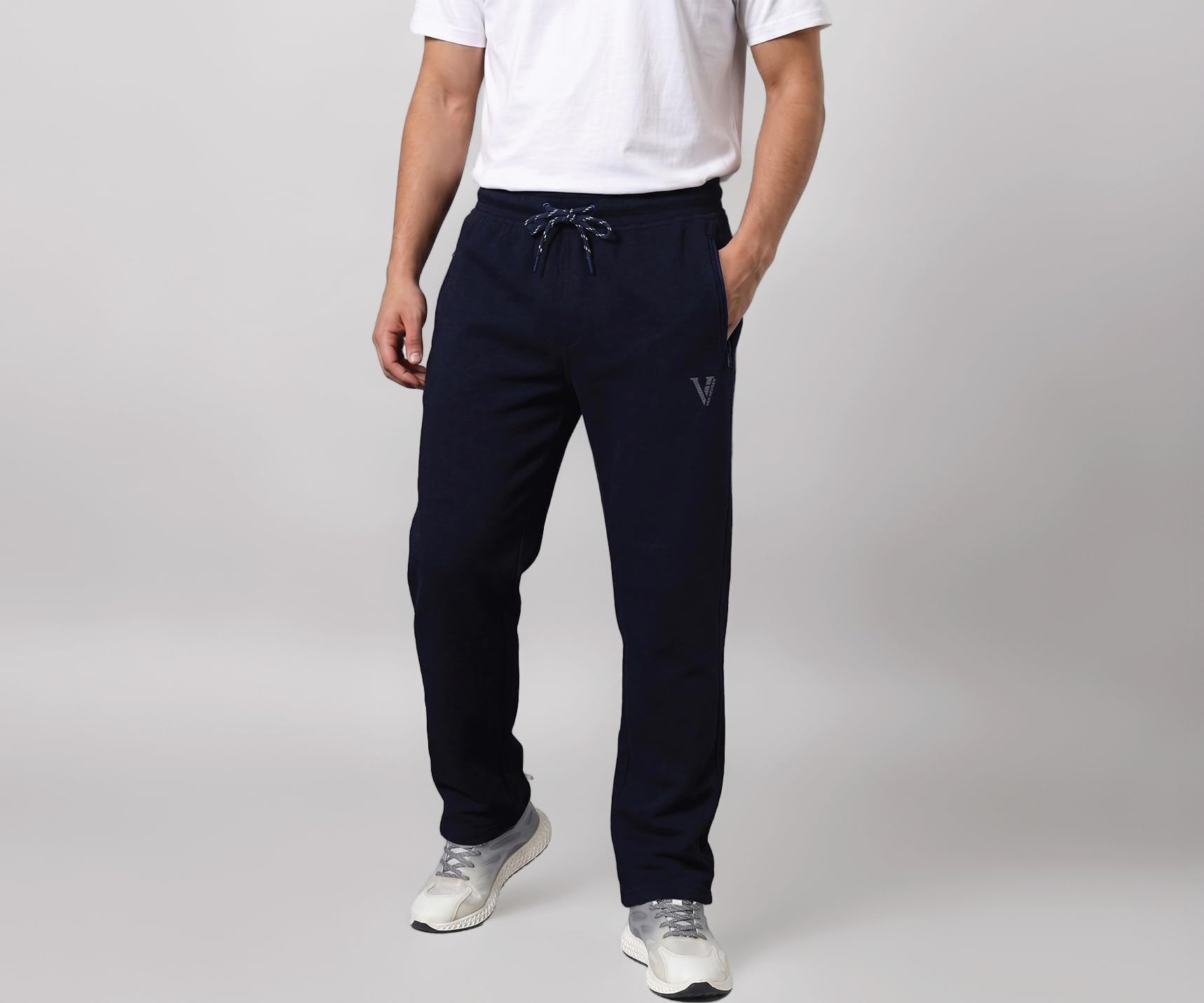 Menโs Track Pant | Side Zipper Pockets |Mid-Rise| Comfort Fit | Cotton Blend | Breathable & Casual | Easy Stain Release| Anti-Static Fabric | Activewear | Drawstrings | Style 50052