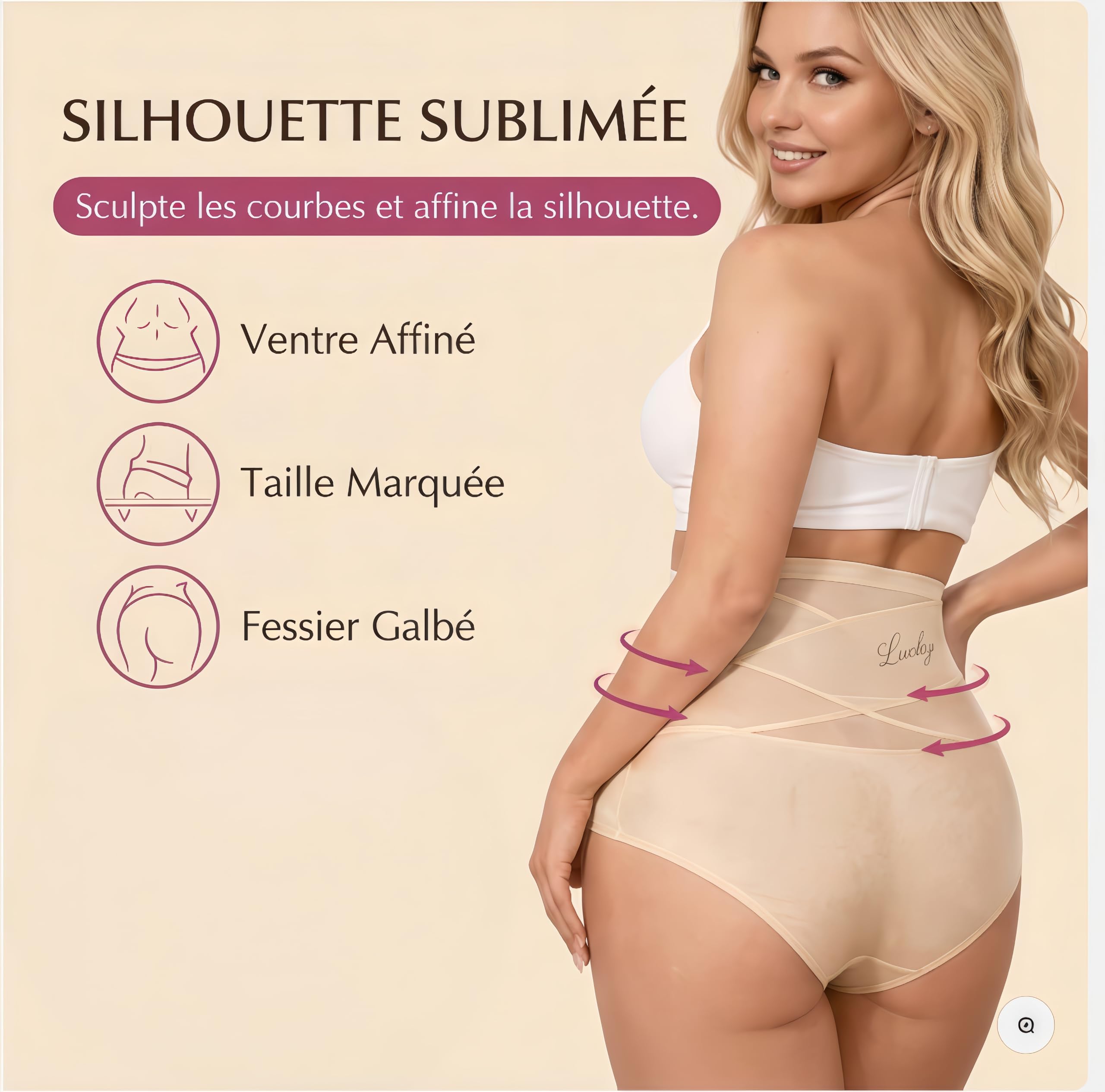MEIION Coin féminin Gaine Ventre Plat,Culotte Gainante Taille Haute Minceur