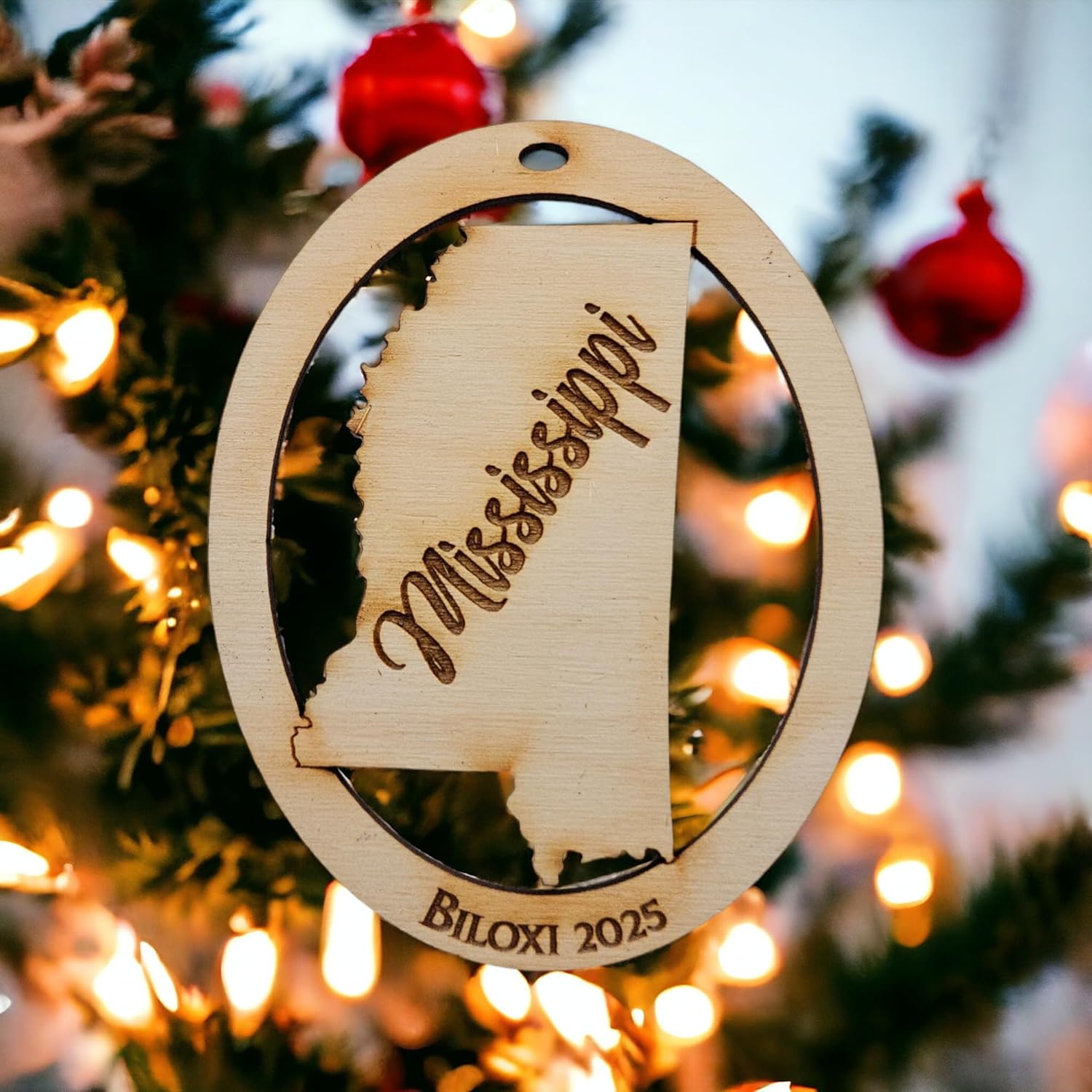 10PK Personalized Mississippi Ornaments for Christmas Tree, Magnolia State Keepsakes, Decorations and Souvenirs