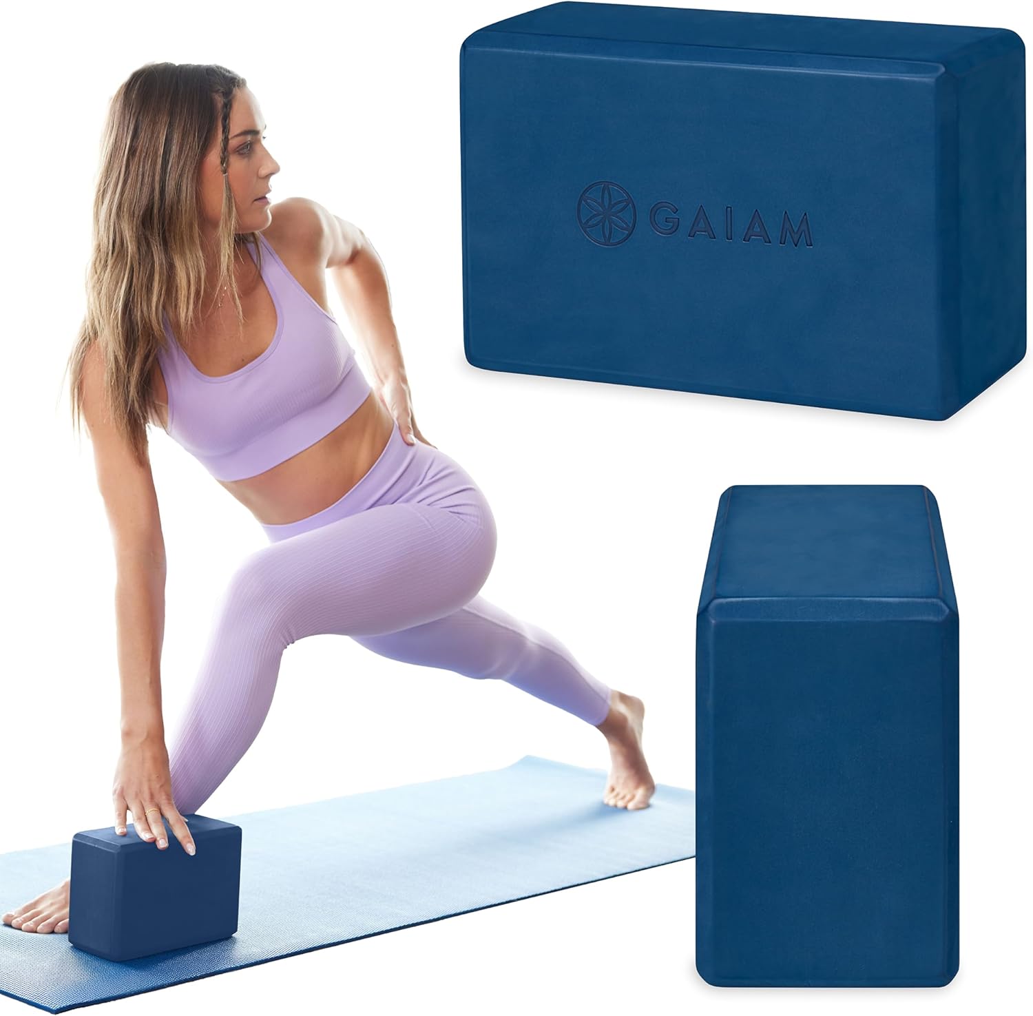 Gaiam Yoga Block – Supportive Latex-Free Eva Foam – Soft Non-Slip Surface with Beveled Edges for Yoga, Pilates, Meditation – Yoga Accessories for Stability, Balance, Deepen Stretches