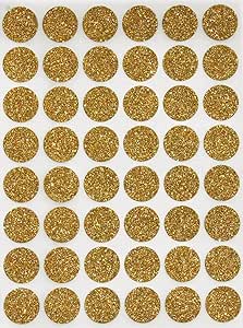 Royal Green Gold Labels 5/8 inch Diameter (11/16) Dot Sparkly Stickers Size 0.69 inch 17mm Glitter Round Stickers - 336 Pack