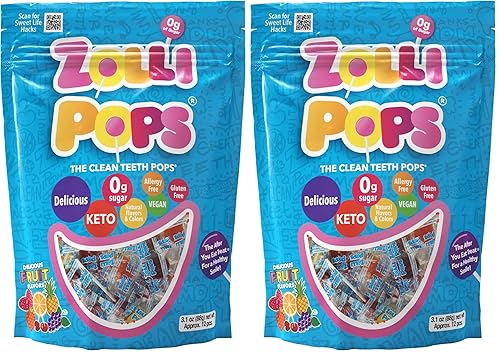 Vista 7 de Zollipops - Paletas anticaries Clean Teeth, sin azúcar, para una sonrisa saludable, ideal para niños, diabéticos y dieta cetogénica, variedad