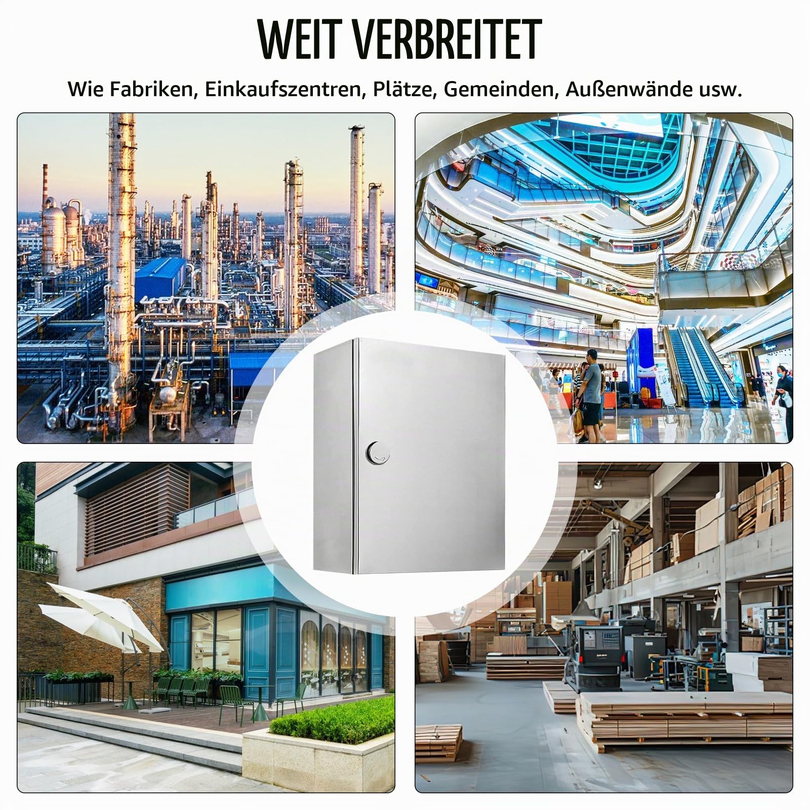 Edelstahl Schaltschrankl, Wetterfester Schaltkasten 304 Edelstahl Wandmontiert Elektroverteiler Hausanschlusskasten Metall-Anschlusskasten Isoliermontageplatte mit Schloss (40x30x16)