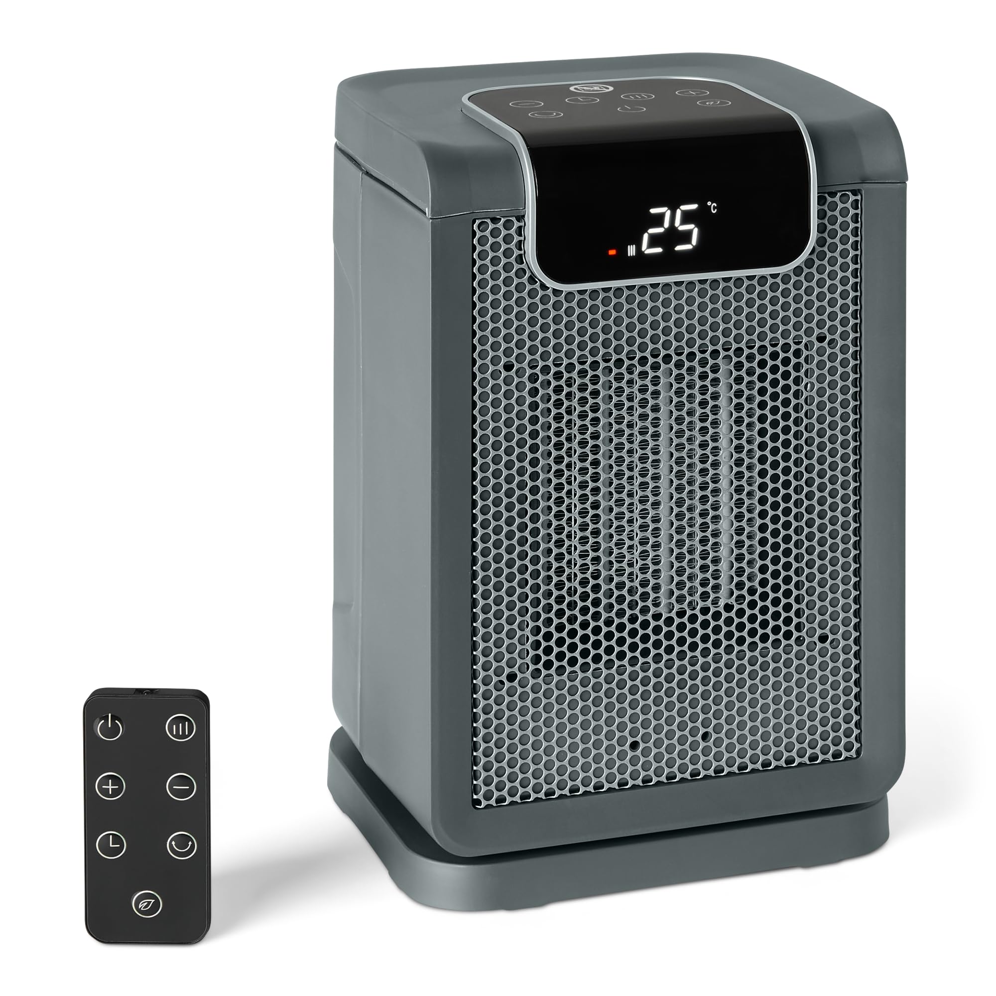 Amazon Basics Electric Heater, Portable Ceramic Fan Heater, 70° Oscillation, 1800W, 10inch, Grey
