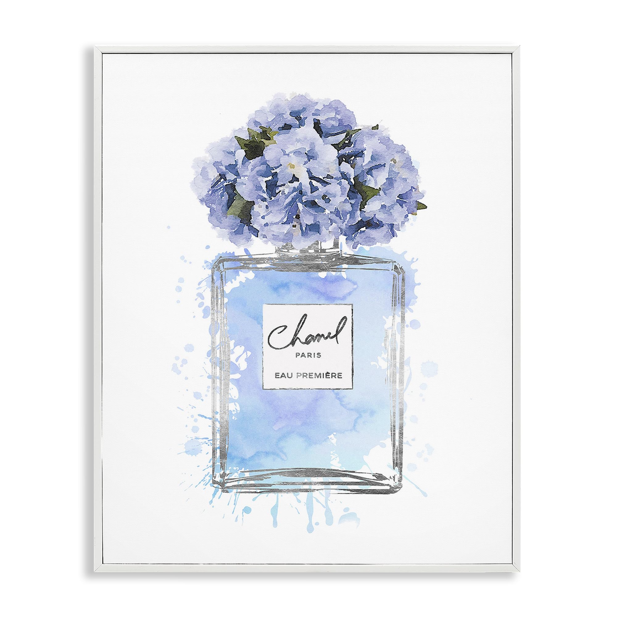 Blue Flowers Perfume Bottle Glam, 16 x 20 Inch Framed Giclée Print
