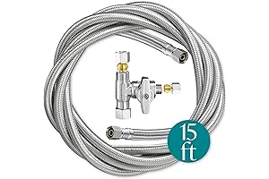 Refrigerator 15' Braided Stainless Steel Core Pipe Water Line Kit