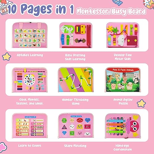 Miniatura 10 de TenFans Busy Board - Juguetes Montessori para niños de 3 4 y 5 años - Juguetes sensoriales para autismo - Juguetes para niños y niñas que aprenden