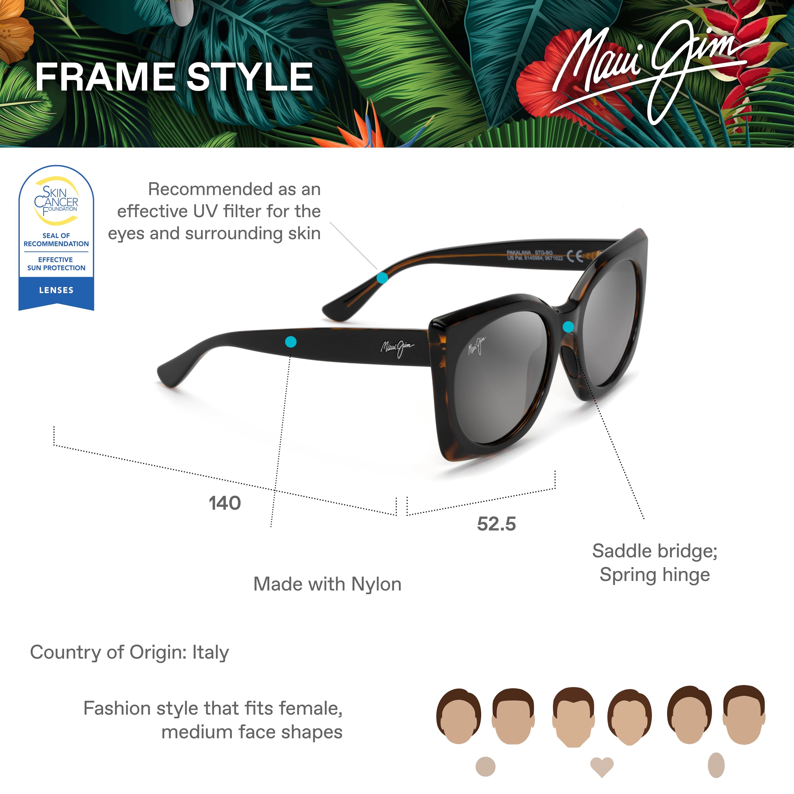 Maui Jim Pakalana Occhiali da sole Unisex - Adulto (Pacco da 1)