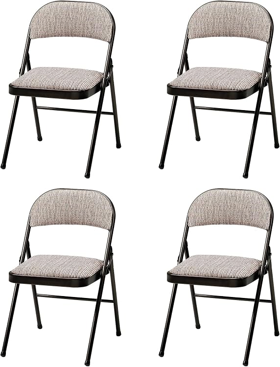 MECO Stakmore 4-Pack Padded Folding Chairs with Motif Fabric Steel Frame Cinnabar