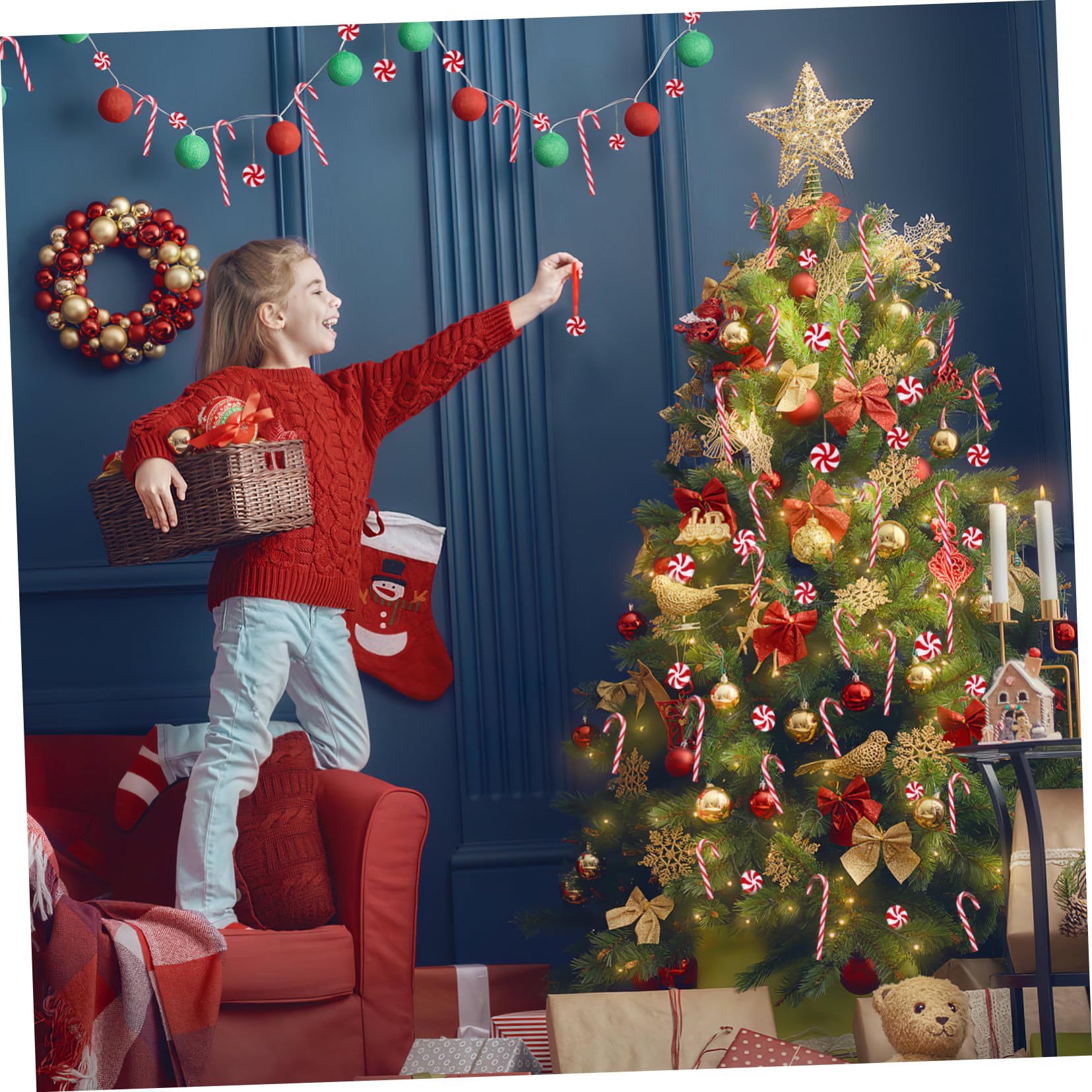 5 Juegos Colgante De Decoración para Árbol De Navidad. Póster Decoraciones De Bodas Colgantes Navideños Manualidades Navideñas Adorno De Bastón Colgante De Navidad 60 Piezas * 5 MAGICLULU