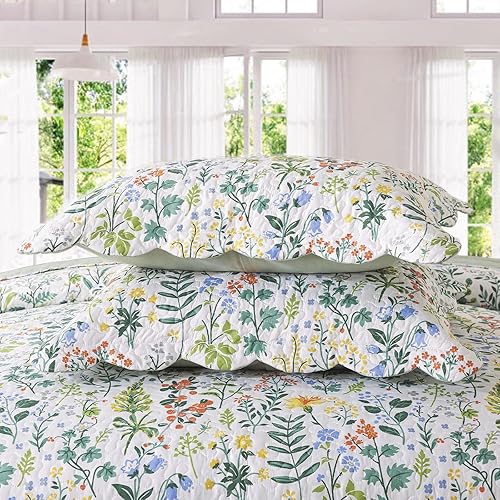 Miniatura 7 de Homcosan Juego de edredón floral tamaño King - Colcha suave y bohemia, juego de ropa de cama de microfibra ligera de 3 piezas con 2 fundas de