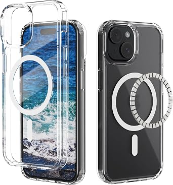 IDweel Magnetic for iPhone 15 Case, Compatible with Magsafe, Shockproof Shock Absorption, Slim Fit & Lightweight, Scratch-Resistant Protective Bumper Cover for iPhone 15 6.1",HD Clear