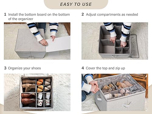 Miniatura 4 de StorageWorks Organizador de zapatos para armario, contenedores de tela para almacenamiento de zapatos con cubierta transparente, divisores
