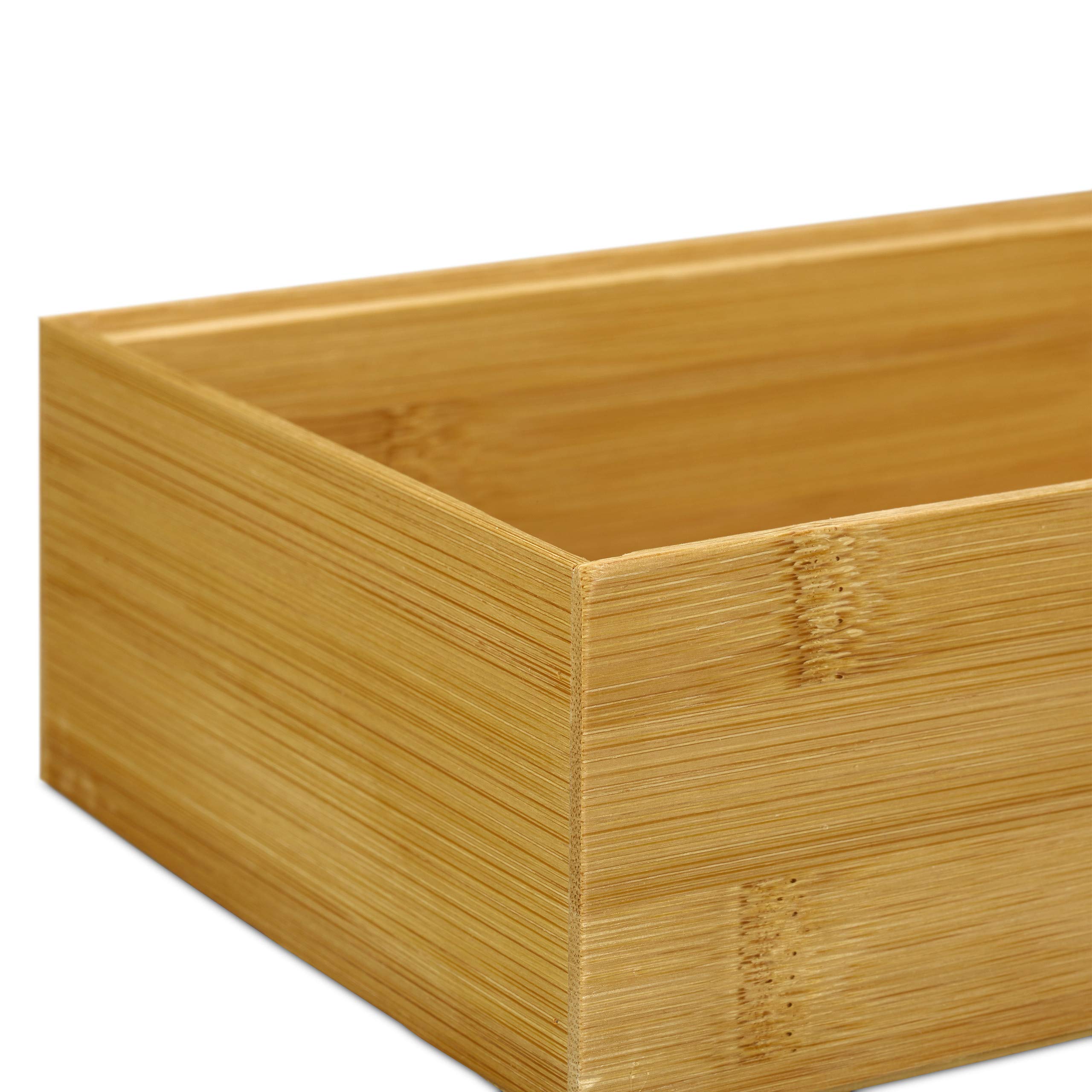 Relaxdays Contenitore Portaoggetti in Bambù, Impilabile, per Bagno Cucina Studio, HxLxP 7 x 23 x 15 cm, Legno Naturale