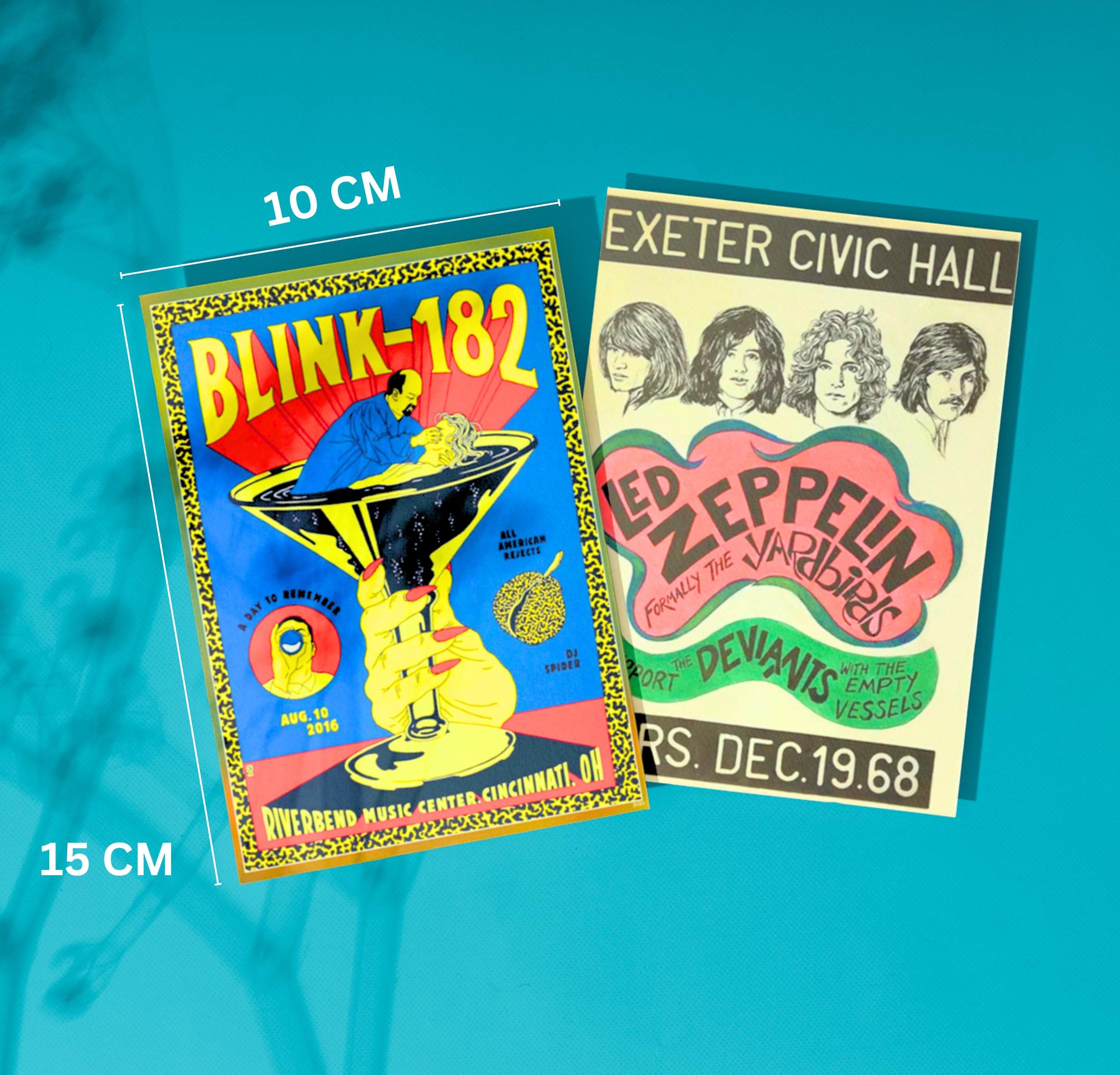 Vintage Music Posters for Wall 4x6 Inch Set of 54-70s 80s 90s