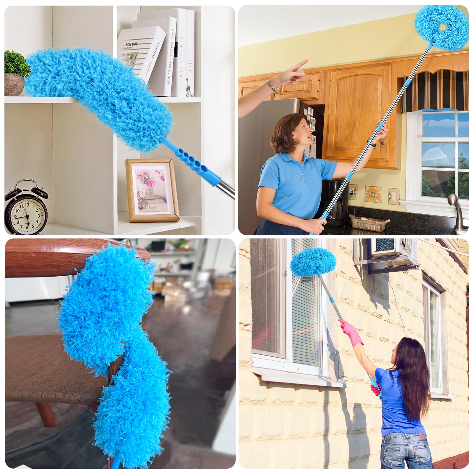 Deckenventilator-Reiniger, wiederverwendbar, Mikrofaser, abnehmbarer Staubwedel mit Verlängerungsstange, verstellbar von 30,5 bis 180,5 cm, für die Reinigung von Wänden, Bücherregalen,