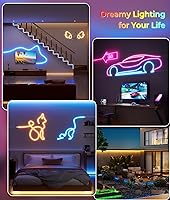 Vista 6 de DeckTok Luces de Cuerda LED de Neón - Control LED Flexible con App/Control Remoto Luces de Cuerda 16.4 Pies Múltiples Modos RGB IP65 Impermeable