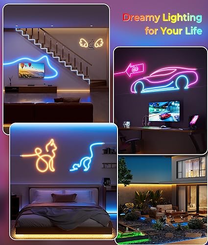Miniatura 6 de Tira de luces LED de neón de 65 pies, control de tira LED flexible con aplicacióncontrol remoto, múltiples modos, RGB IP65, impermeable, para