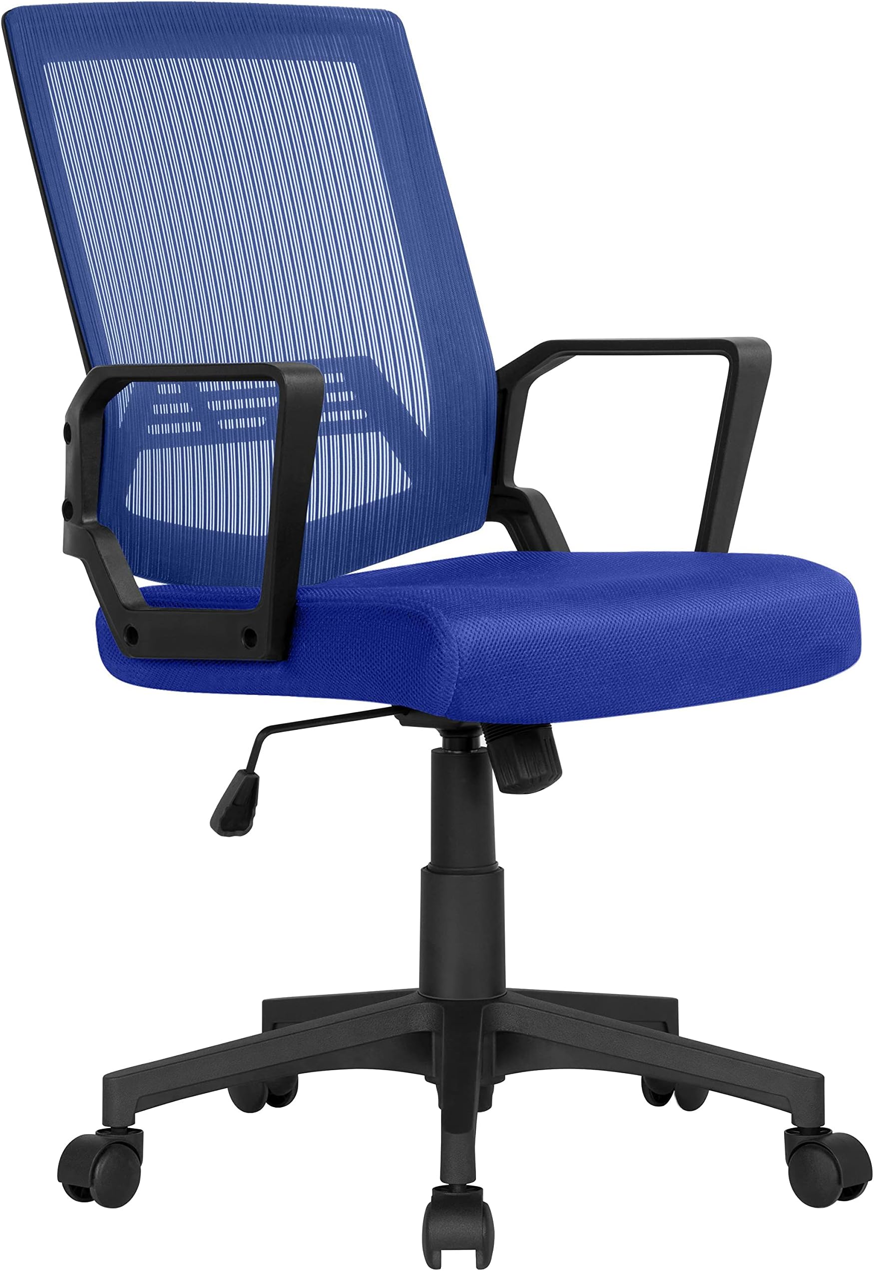 Yaheetech Office Chair Adjustable Computer Swivel Chair Comfy Mesh Work Chair with Padded Seat Rolling Wheels and Lumbar Back Support for Home Office Furniture Blue