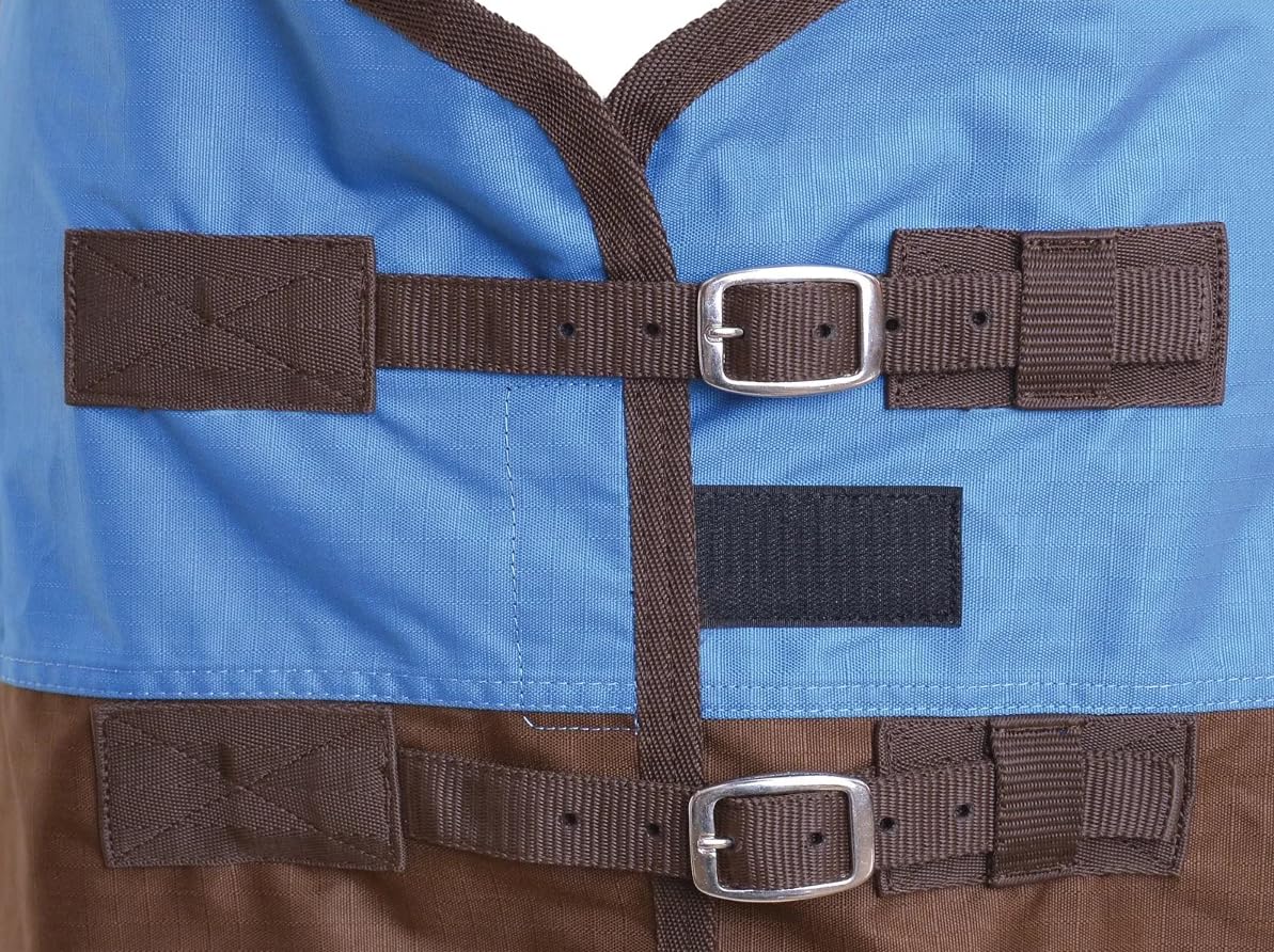Tack Shack of Ocala Reinsman Circle Y Classic Rain Sheet, Turnout Sheet, Turnout Sheet for Horses, Rain Sheet for Horses, 0g 600D Waterproof Sheet for Horses (75, Blue and Brown)