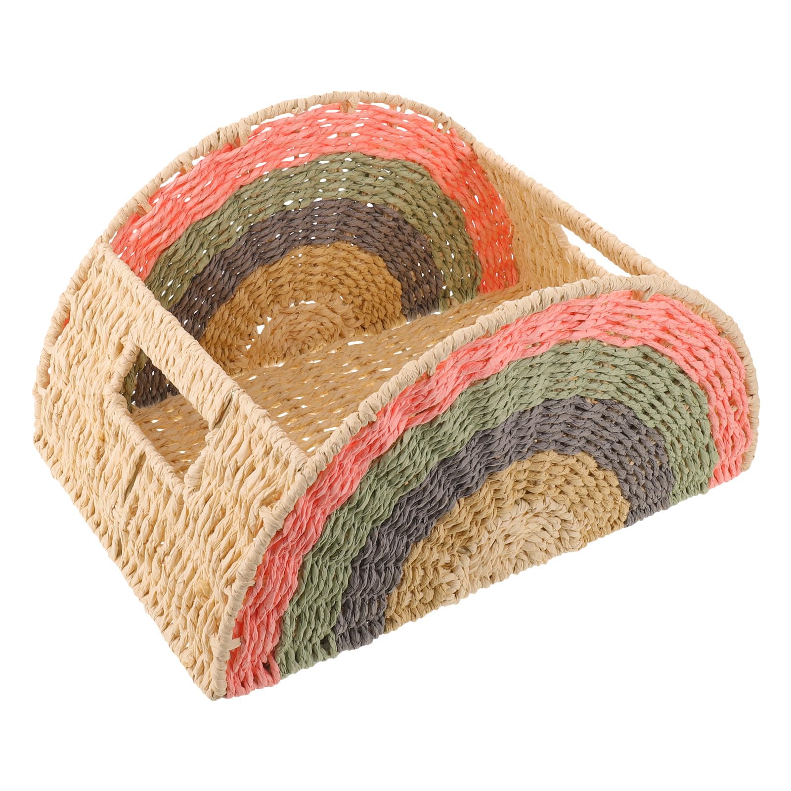 SHINEOFI Cesto Portaoggetti Decorativo a Forma di Arcobaleno in Corda di Carta e Metallo, Facile da Pulire Ampio Spazio per Ufficio e Soggiorno