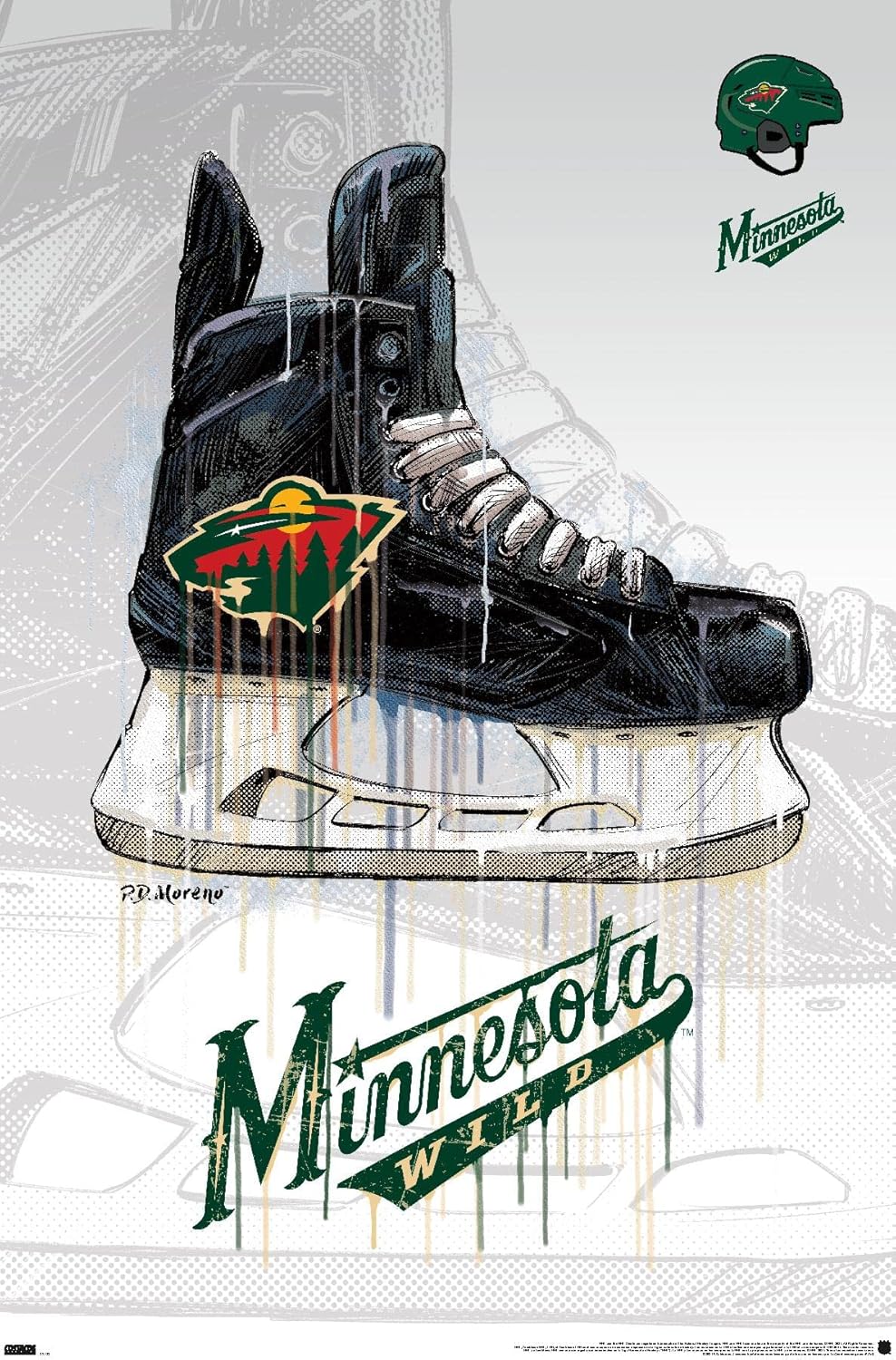 Trends International NHL Minnesota Wild - Drip Skate 21 Wall Poster, 22.375" x 34", Premium Unframed Version