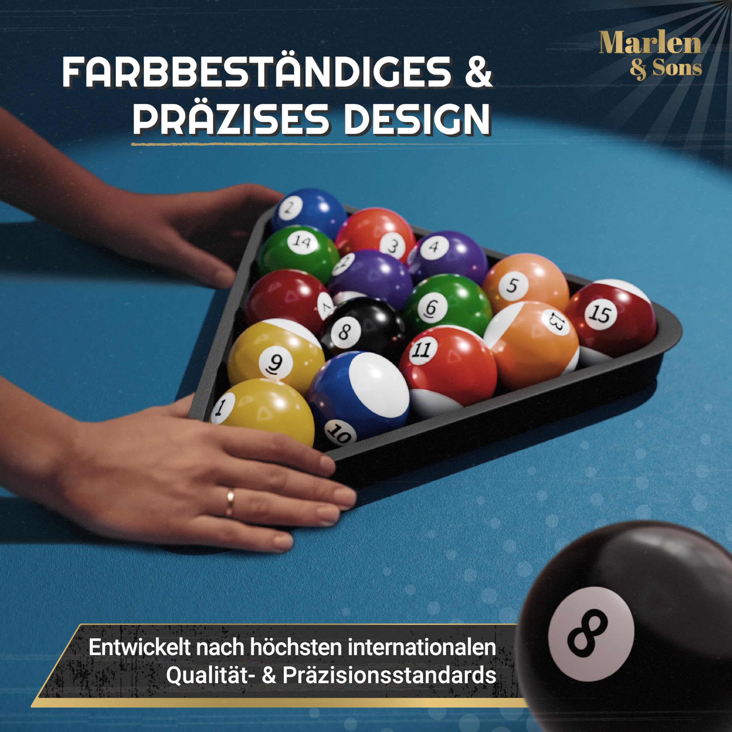Marlen & Sons Billardtisch - CueMaster 8FT Billiard Tisch mit Auto Kugelrückführung - Billiardtisch 244 x 132 cm inkl. Zubehör-Komplettset