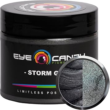 Eye Candy Pigments Premium Grey Mica Powder - Storm Grey 50gr - for Epoxy, Resin, Soap, Paint, Woodworking, Acrylic Pouring, Bath Bombs, Fishing Lures - DIY Arts and Crafts Additive