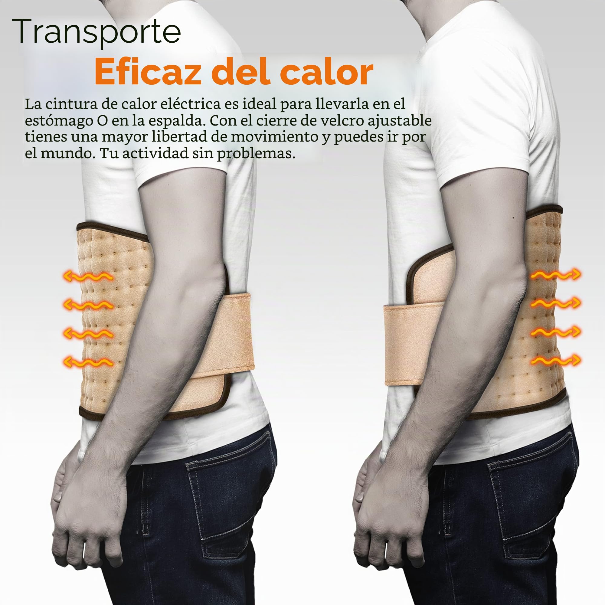 sinnlein Faja Lumbar para Espalda | Cinturón Térmico Abdominal, Cuello | Almohadilla Eléctrica con 3 Temperaturas y Apagado Automático | Alivio del Dolor | Correa Ajustable y Cierre de Velcro
