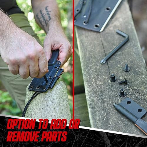 Miniatura 4 de Redline Cuchillo de caza de hoja fija con varilla de ferro y vaina, perfecto para aventuras al aire libre - Holtzman's Gorilla Survival