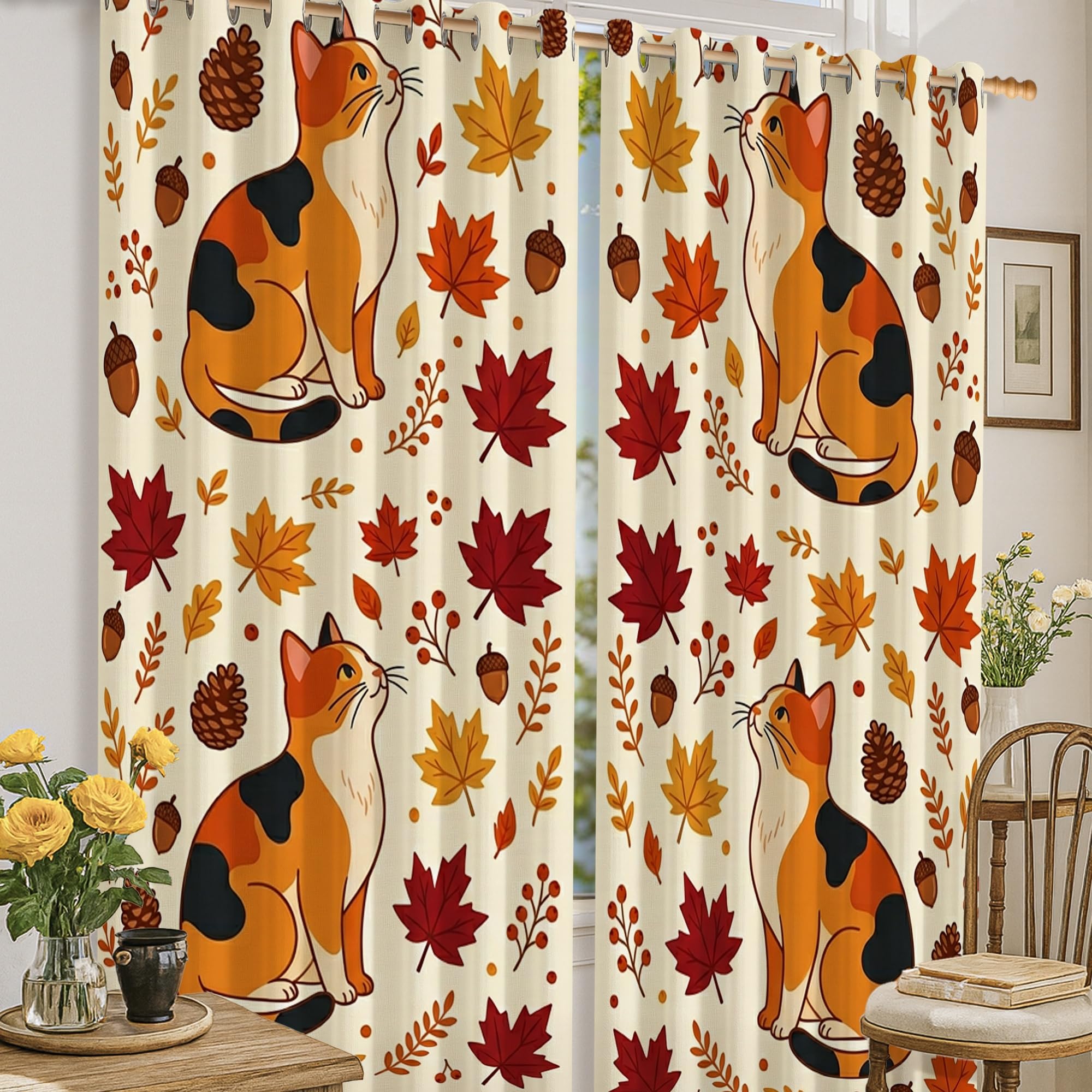 Rideaux occultants pour chambre d'enfant et bureau ambiance automne orange